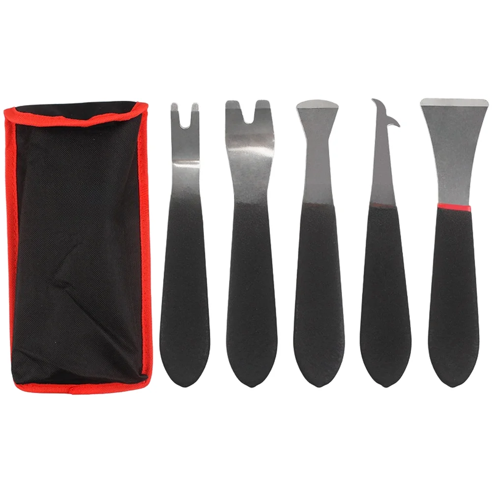5pcs Stainless Pry Bar Set Trim Removal Tool Kit For Vehicle Interior No Scratch Pry Tool Kit Door Panel Clip Fastener Removal