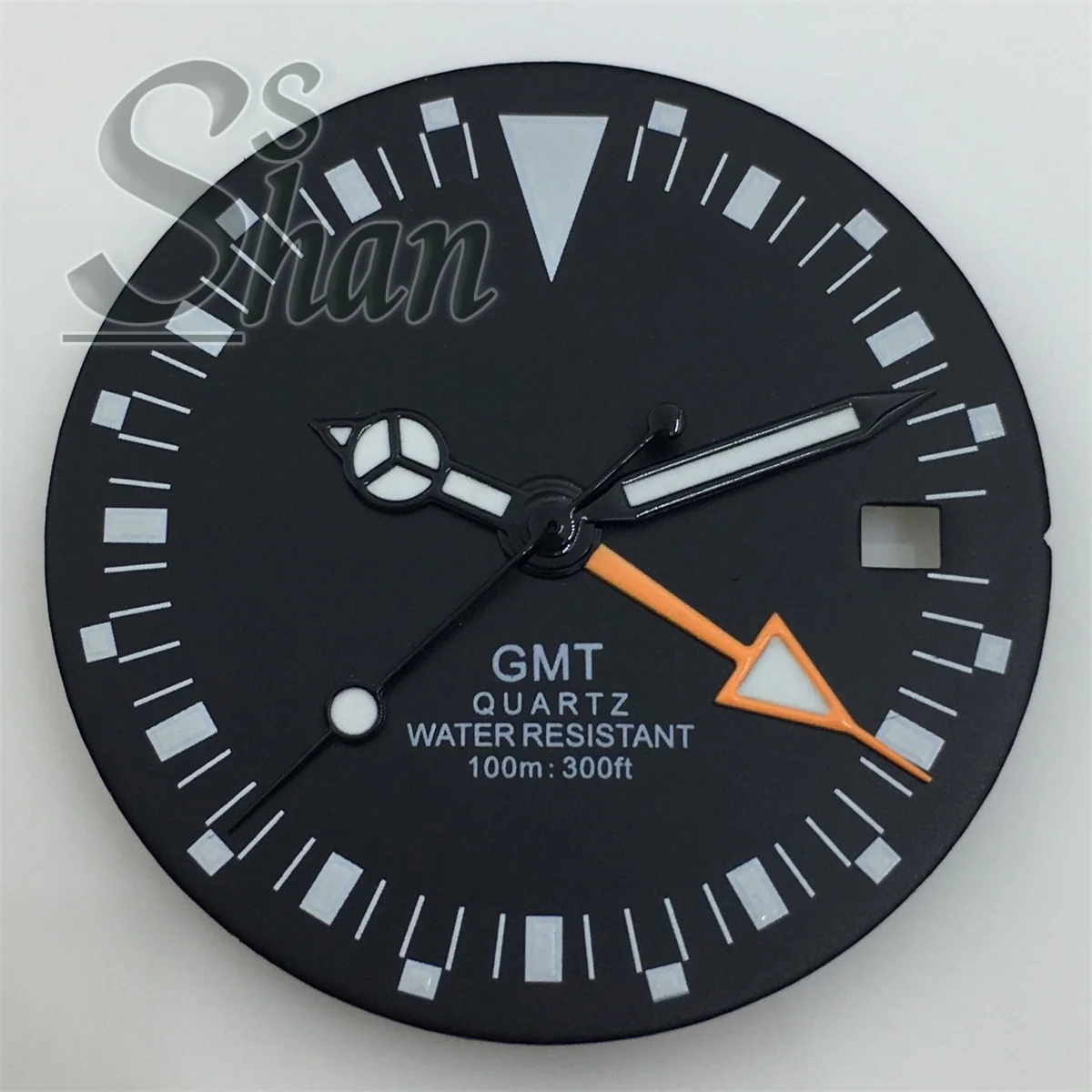 29mm 515 quartz dial paired with green luminescent RONDA 515/RONDA 515-24H GMT quartz movement black dial