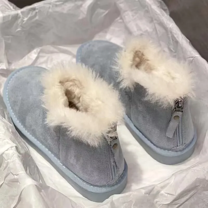 מגפי שלג חדש 2024 נשים חורף כותנה עבה מגפי כותנה עבות אופנה בנות מגפיים מזדמנים ללא החלקה על נעלי סטודנטים קטיפה