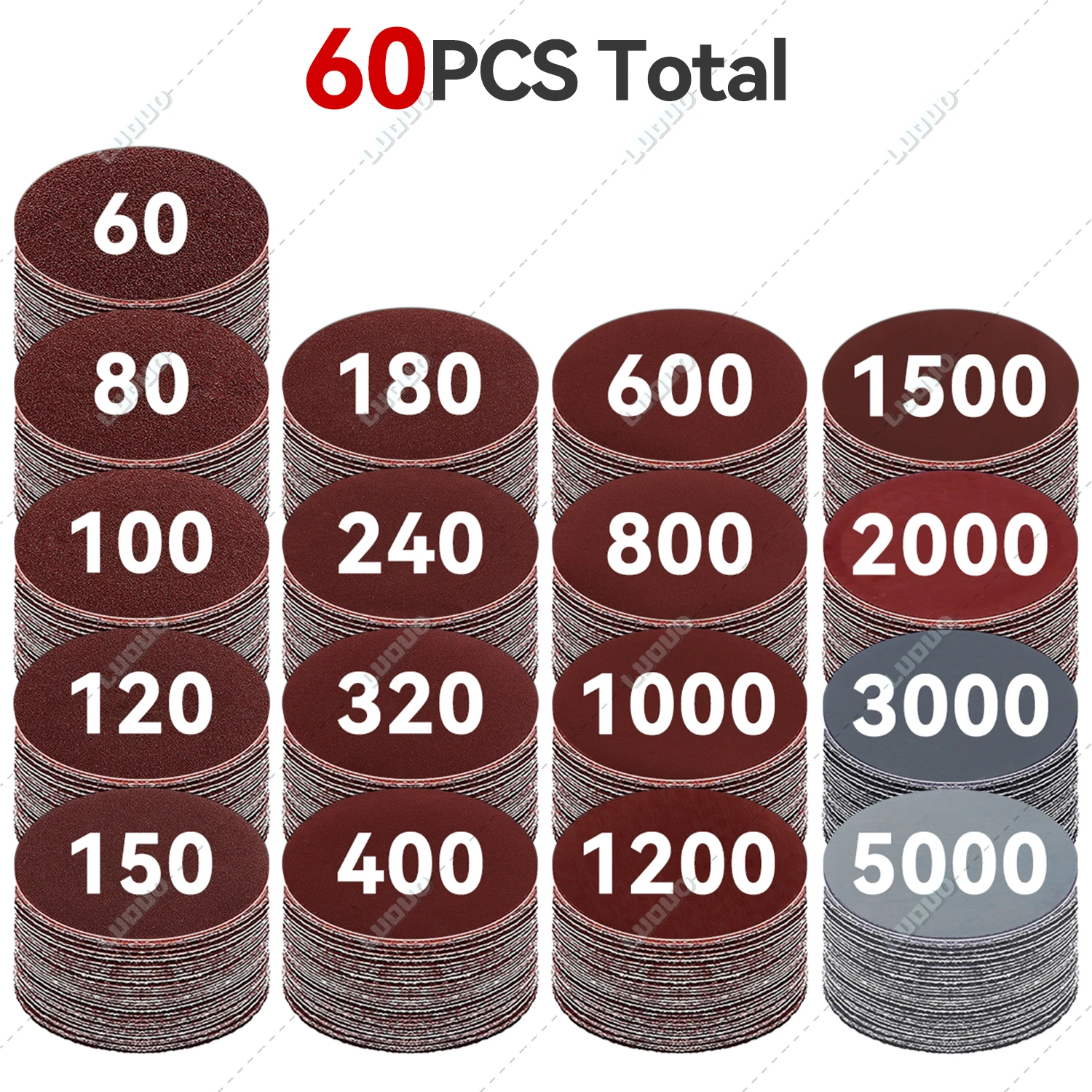 Papier de verre rond pour disques de ponçage, polissage des détails de voiture, restauration des phares, feuille de papier de ponçage à crochet et boucle pour métal et bois