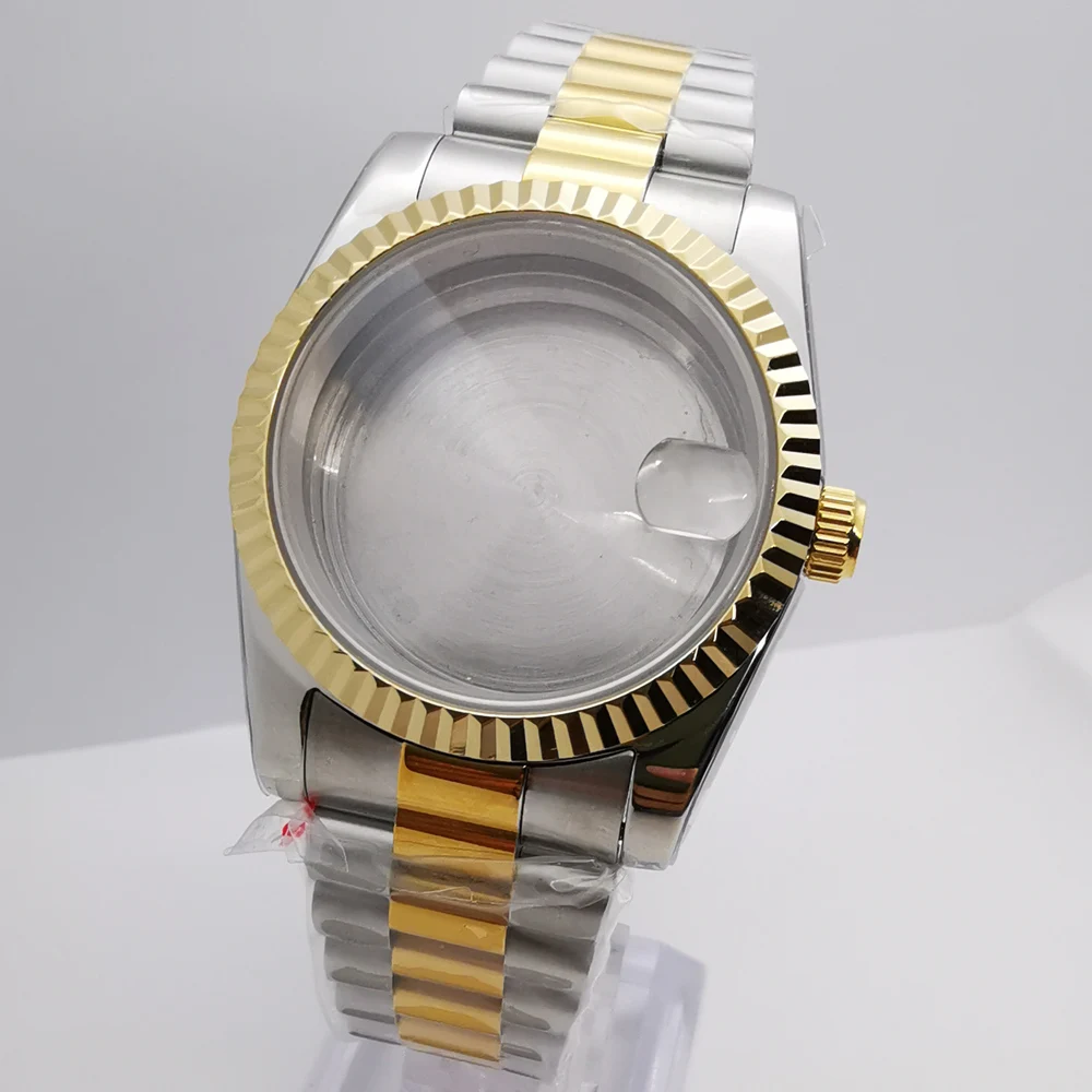 36mm/39mm sapphire glass silver gold watch case fit NH35 NH36 NH34 ETA2824 2836 Mingzhu DG2813 3804 Miyota8215 PT5000 movement