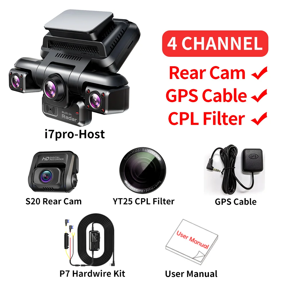 Dashcam GOLDCAR salpicadero 4 canales 360º modo parking 128GB