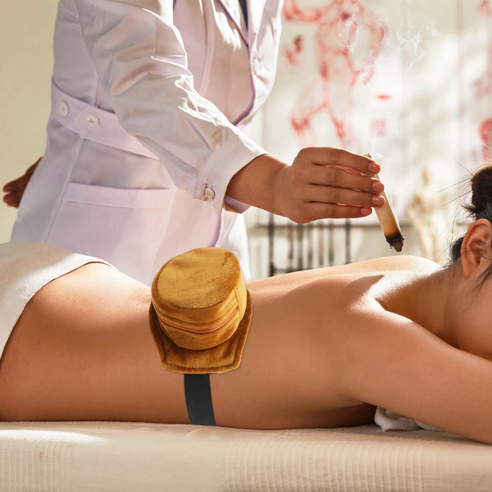 صندوق الكى الذي لا يدخن، تصميم مجوف نحاسي محمول، تدفق هواء قابل للتعديل لتخفيف آلام المعصم والرقبة والكتف #1