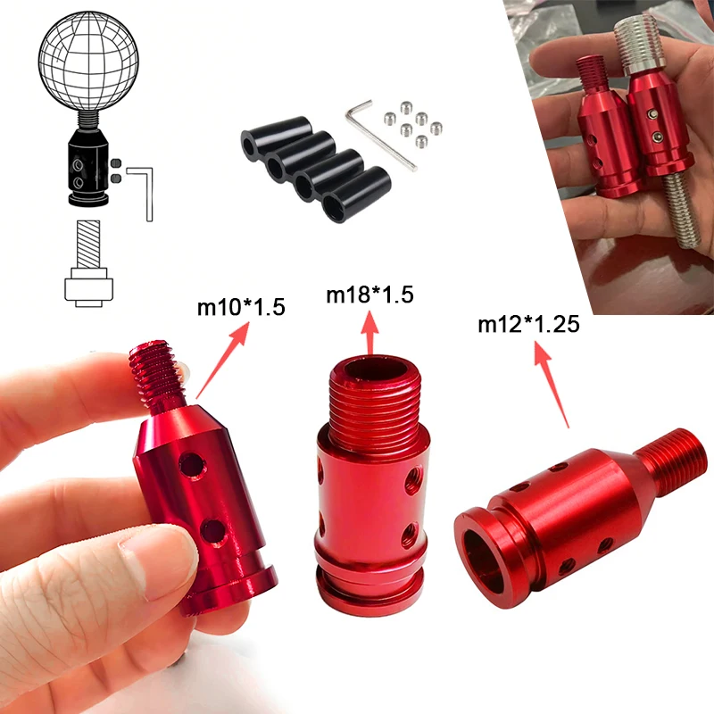

Red Car Gear shift Adapter Aluminum Gear shift Converter Gearshift Adapter Car Gear shift Extension rod adapter for:m10.m12.m18
