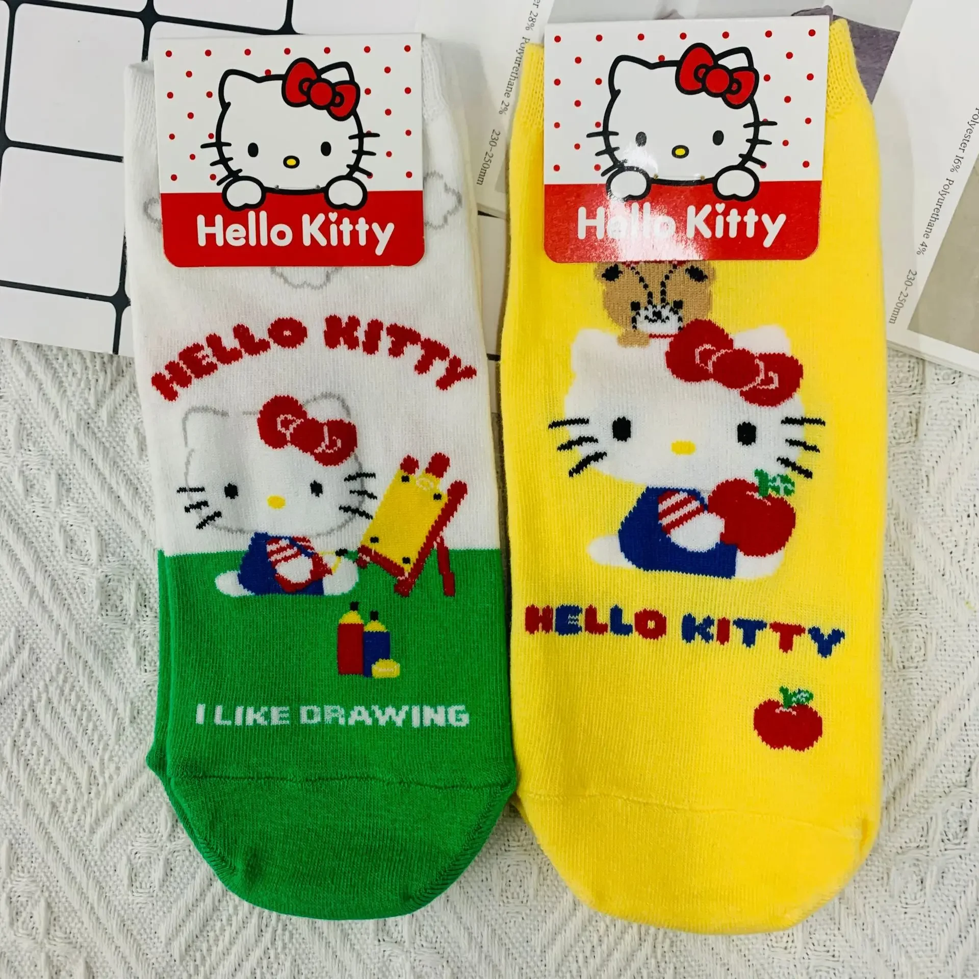 Anime Kawaii Hello kitty Boots socken atmungsaktiv geruchs neutral niedlich minimalist isches Design süßes Mädchen täglich tragen Freizeit weich für Mädchen