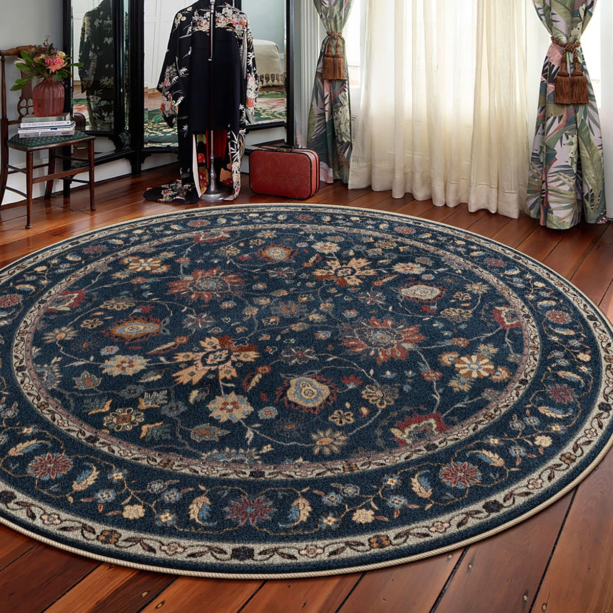 Belgian-style Maple Leaf Round Rug Retro Light Luxury High-end Living Room Carpet Sofa Floor Mats Bedroom Rugs Alfombra Redonda
