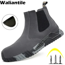 Waliantile Welding Safety Boots For Men Anti-smashing Industrial Work Shoes Male Puncture Proof Steel Toe Indestructible Boot