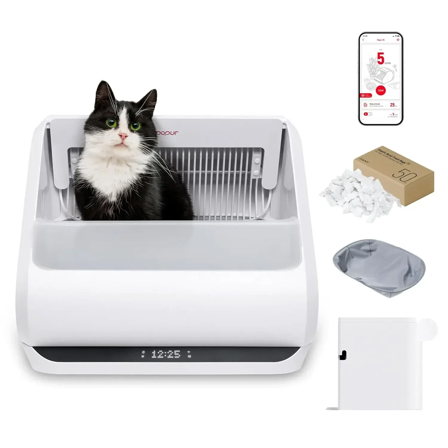 

X5 Cat Robot Kitty Litter Box Automatic Self Cleaning for Multiple Large Cats - Core Bundle Best Value Includes, Customized