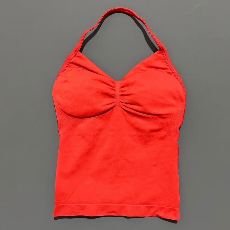 HISTELLO Halter-Yoga-Tanktop für Damen, sexy, mit Trägern, rückenfrei, schmale Passform, gepolstert, atmungsaktiv, für Fitness, Laufen, Workout, Sport-Tops – Detail 17
