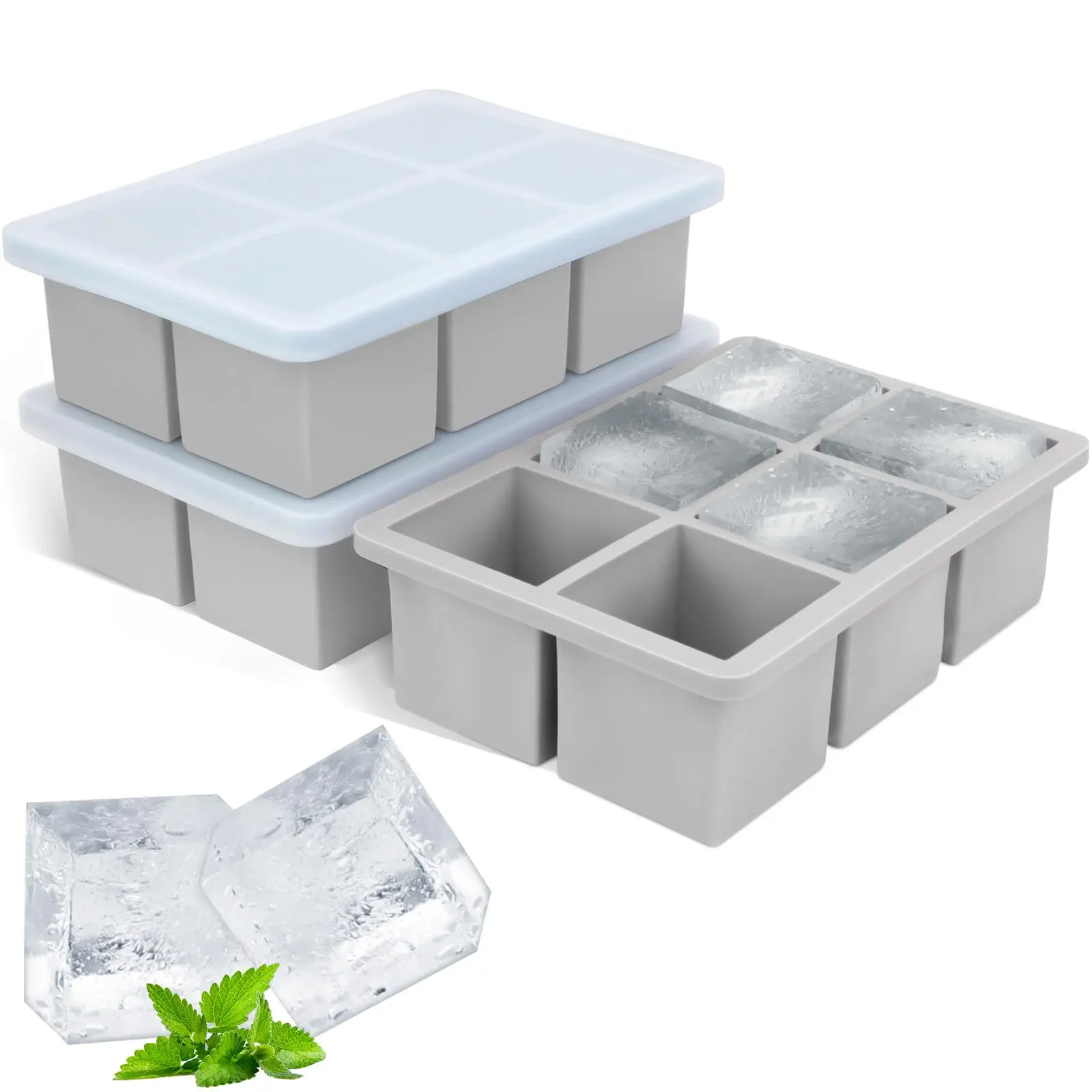 

2In Huge Ice Tray 3 Pack Silicone Ice Cube Tray Easy to release 2In Huge Ice Tray for Whisky Cocktail