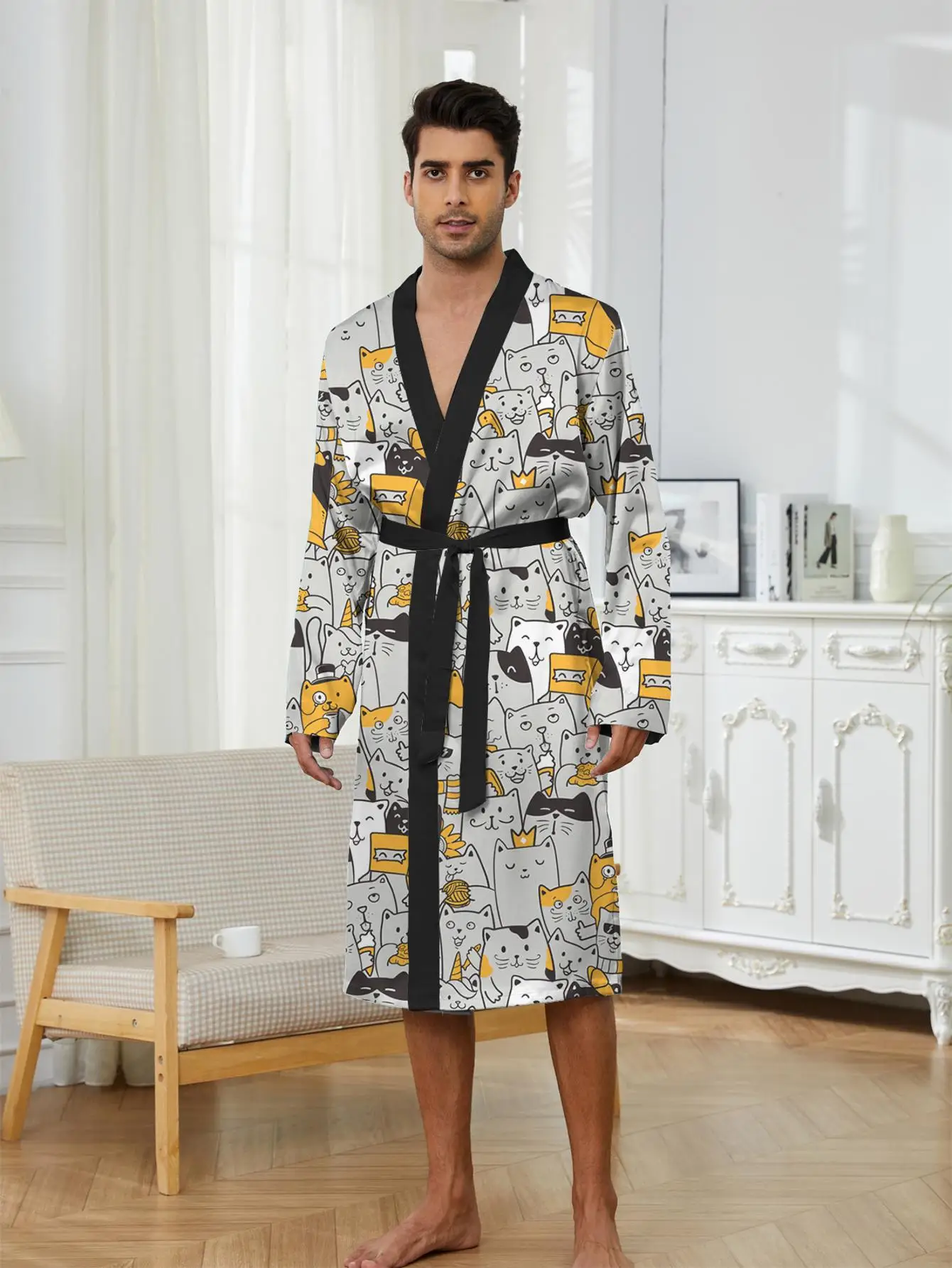 

1pcs Men's Robes 2026 Spring/Summer Funny pajamas 3D Printed Breathable Bathrobe men bath robe Sleepwear Graphic dressing gown