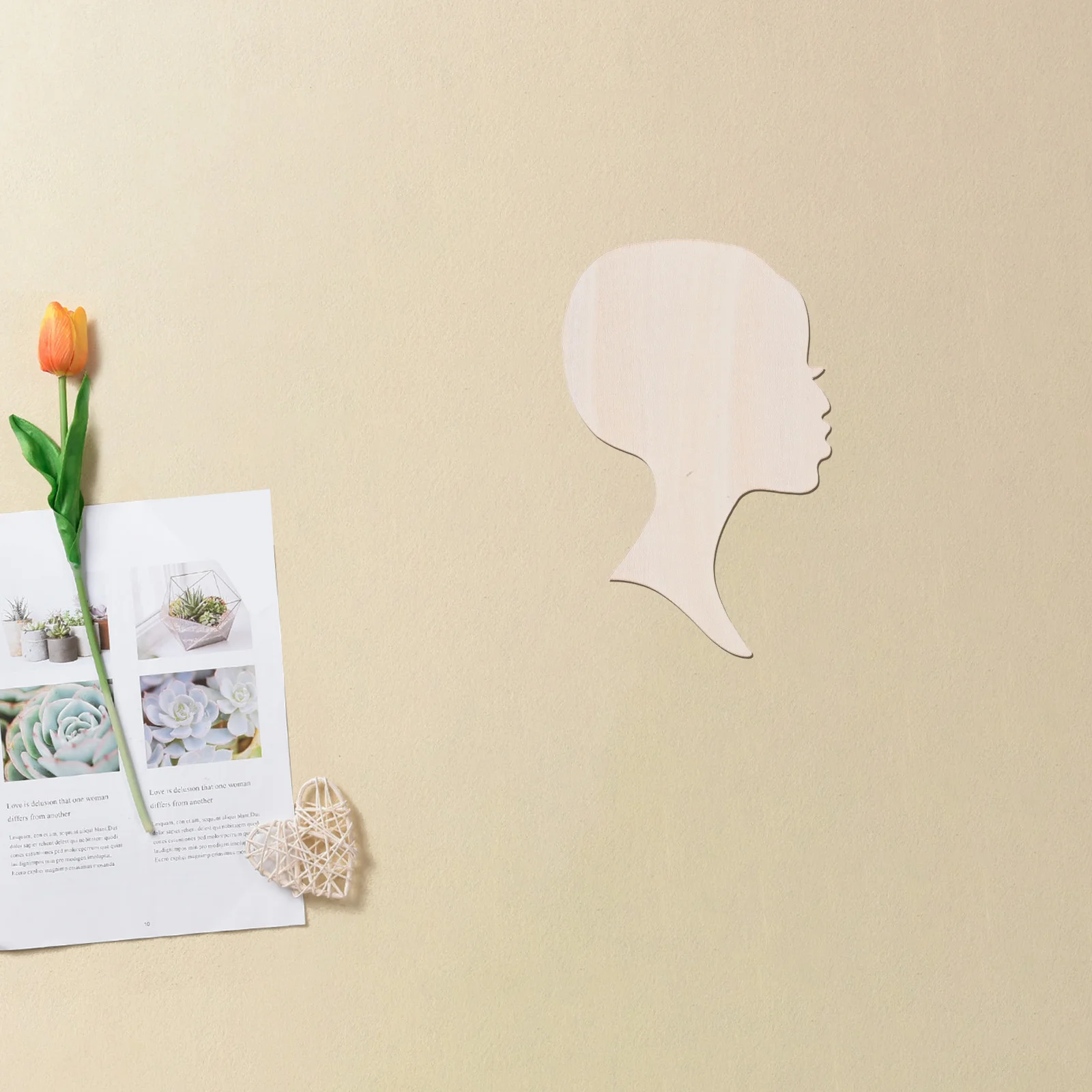 

12Pcs Unfinished Wood Cutouts African Woman Face Silhouette with Lashes DIY Craft Wood Decor Crafts for Women Head Cutout