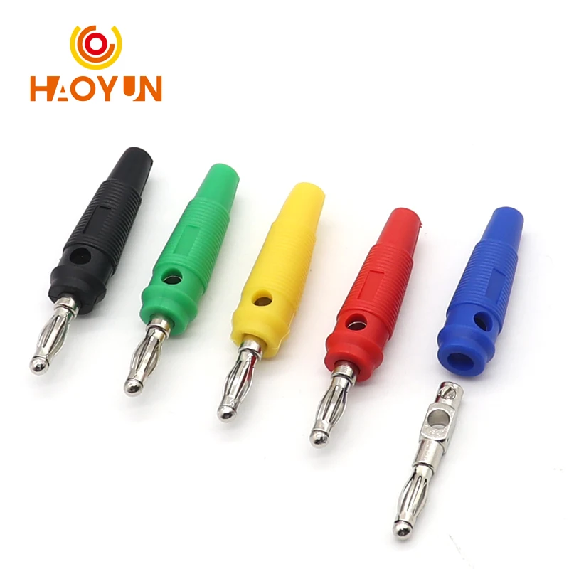 【5PCS】4MM Banana Plugs Connector Solderless Video Musical Speaker Stackable Cable Wire Pin Banana Plug Connectors Red Black Blue