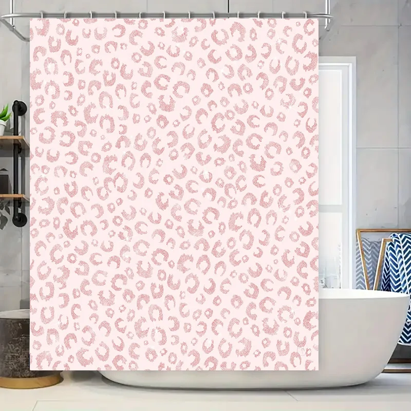

Delightful Bath Time with This Pink Leopard Print Shower Curtain