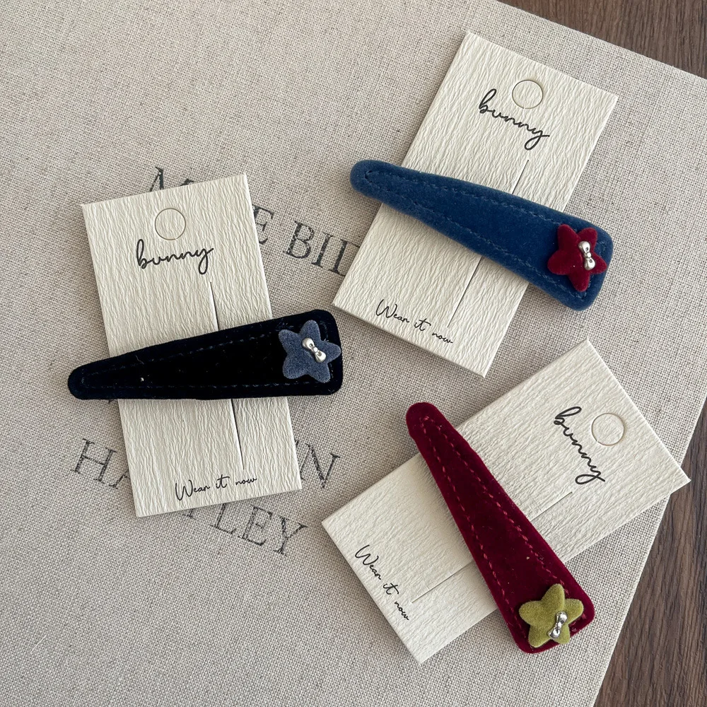 

Заколка для волос в стиле ретро во французском стиле, бархатная заколка для волос со звездой, заколка для волос с челкой, боковая заколка, аксессуары для волос, осенне-зимний новый головной убор, заколка для волос