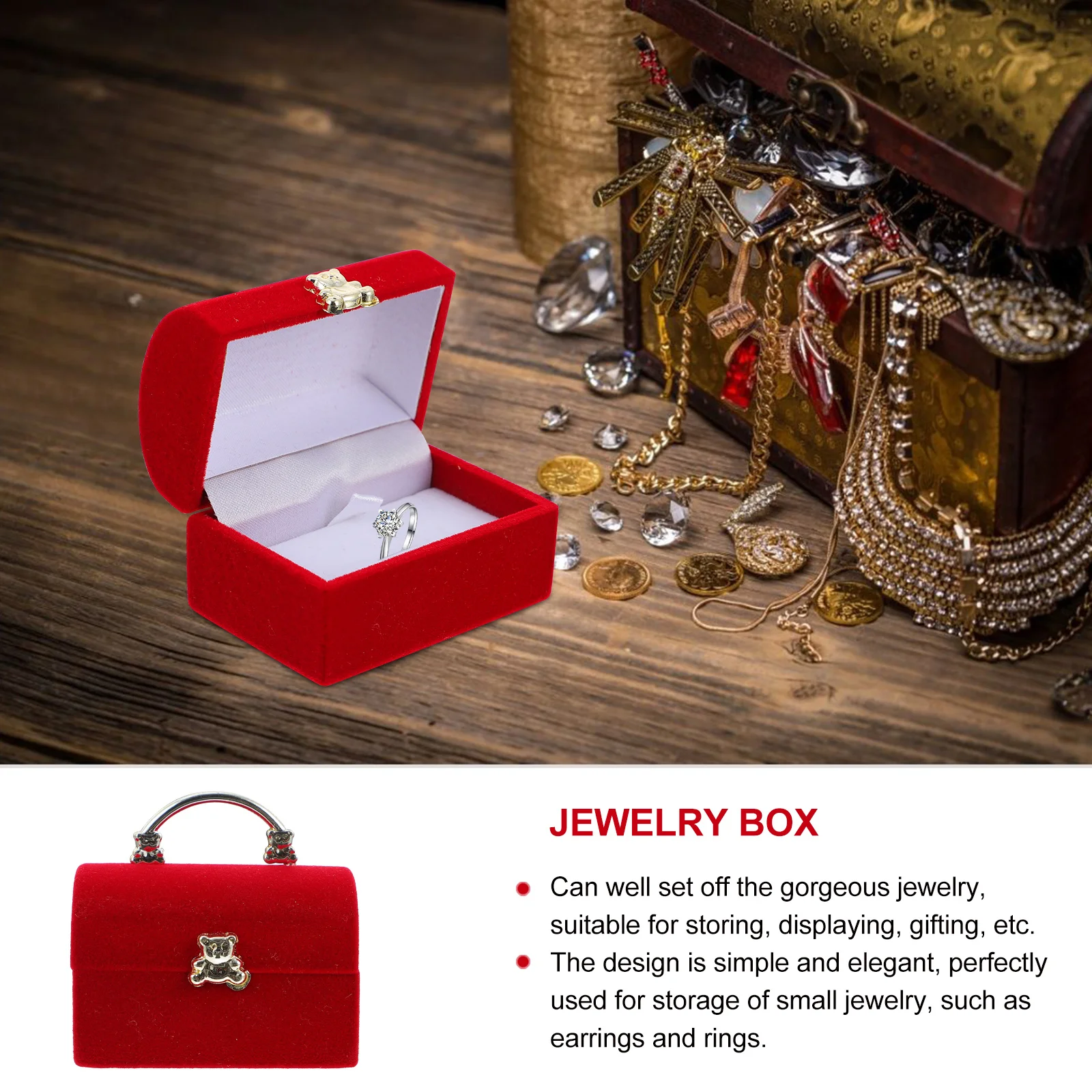 

1Pcs Jewelry Gift Box Decorative Flocking Material Storage Case for Earrings Rings Necklace Display Organizer Jewelry Gift Box