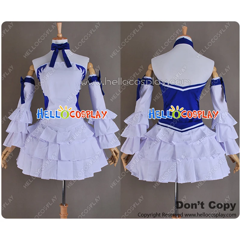 

Fairy Tail Lucy Heartfilia Cosplay Costume Anime Mage White Celestial Dress Outfit Ruffled Sleeves Layered Skirt