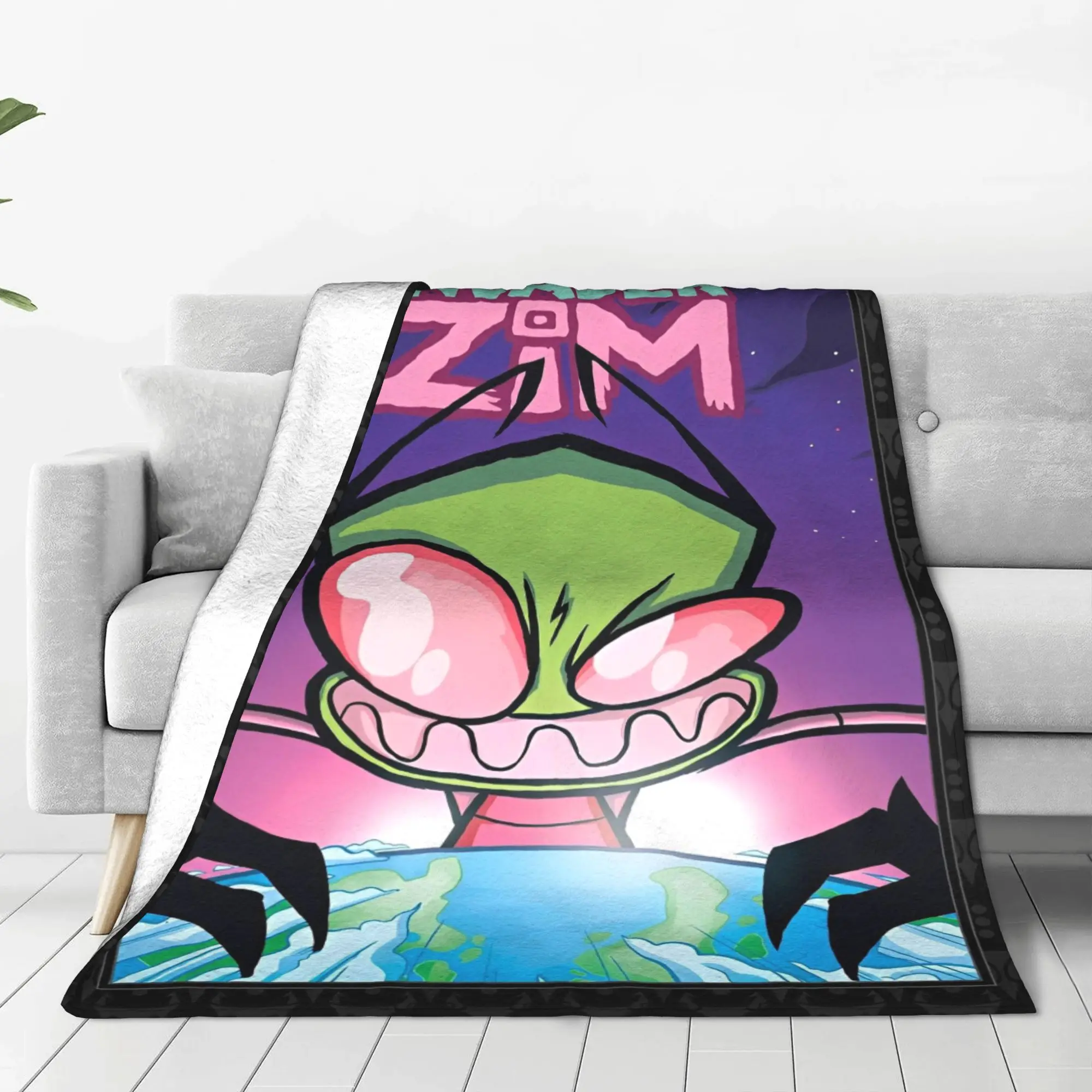 

Одеяло Invader Zim Gir Dib с флисовым принтом, портативные ультрамягкие пледы для постельного белья, дивана, одеяла