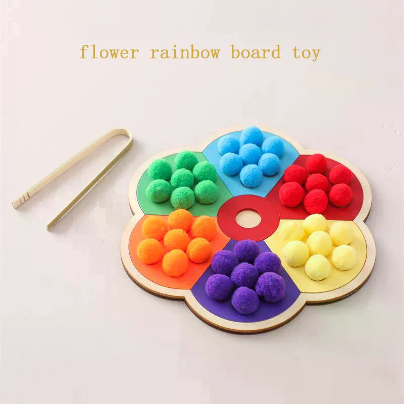 Jouet Montessori en bois en forme de fleur, planche arc-en-ciel pour enfants, jouet éducatif de motricité Fine, tri des couleurs pour bébé, jouet sensoriel, cadeau pour enfant