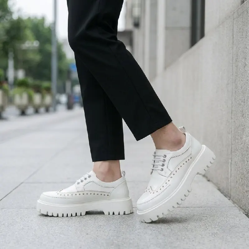 

Fashion Men Dress Shoes Men Platform Light Comfortable Fashion Big Head Shoes Lace-up Business Office Brand Shoes Size 38-46