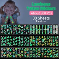 30pcs Children's Luminous Tattoo Stickers Kids Glow Body Paster Unicorn Butterfly Animal Dinosaur Mermaid Cartoon Stickers Gift