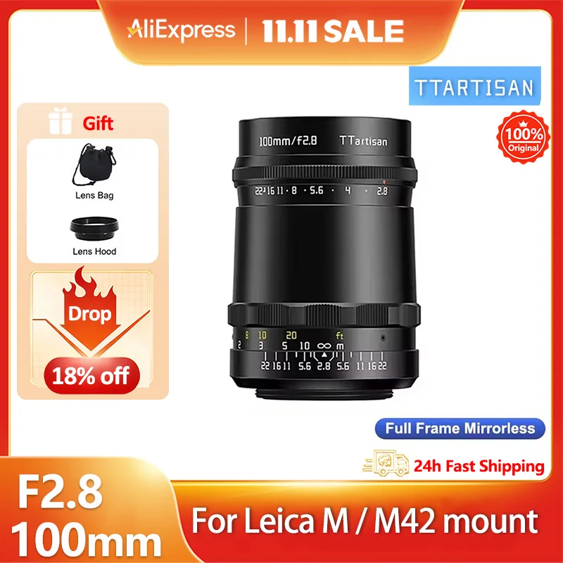 TTArtisan 100 مللي متر F2.8 عدسة كاملة الإطار صورة كبيرة دائرة م محول تركيب حلقة ل لايكا M M6 M11