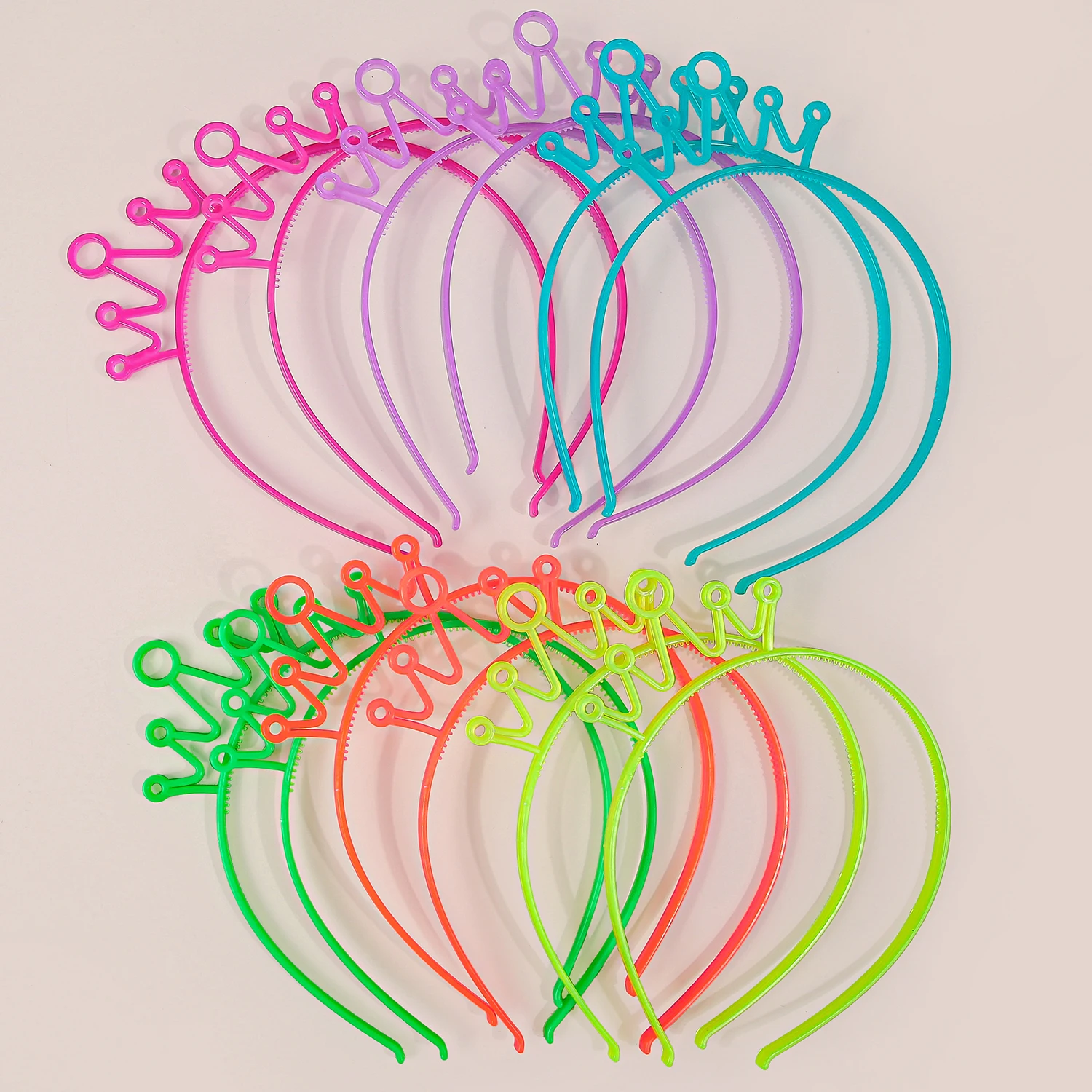12/24pcs Cartoon Crown Colorful Hair Band For Girls Cute Night Light Hair Hoops For Kids Women Party Daily Hair Accessories