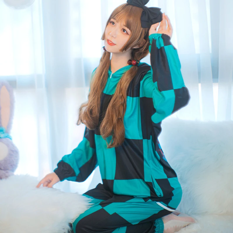 Brdwn Demon Adult Kamado Nezuko Zenitsu Cosplay Costume Sleep Jumpsuits Sleepwear Onesies Pajamas