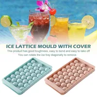 33 Ice Ball Mold Hockey Frozen Mini Ball Maker Mold Round Ice Cube Mold With Lid Ice Tray Box Whiskey Cocktail Kitchen Tools