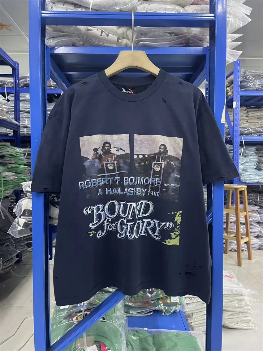 

High Quality PH Washed Letter Pattern Print Retro Oversize Casual Loose T-shirt Street Fashion Cotton Round Neck Short Sleeved