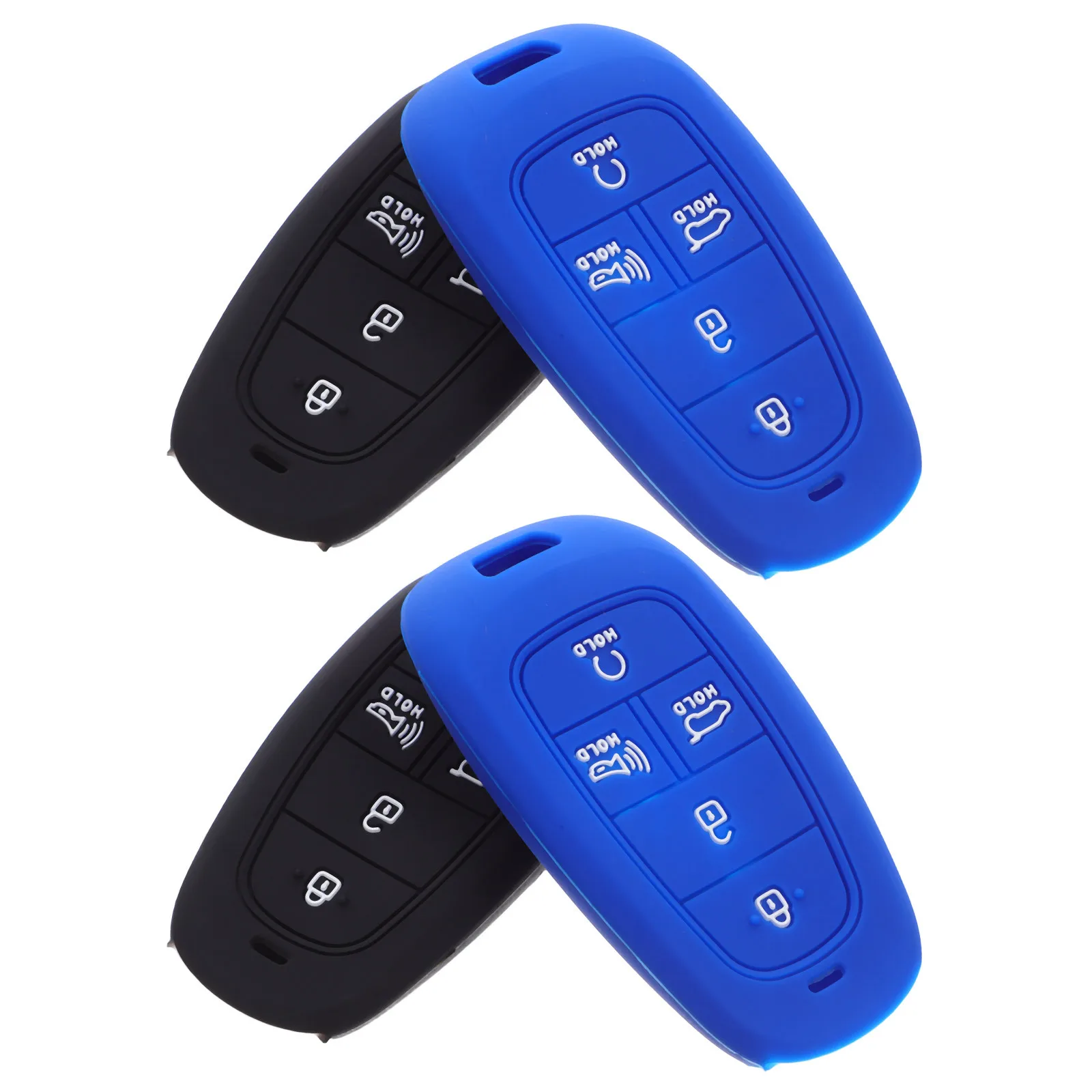

4Pcs Silicone Key Fob Covers Durable Protective Case Anti-Slip Soft Shell for 5 Button Car Smart Key Remote Entry
