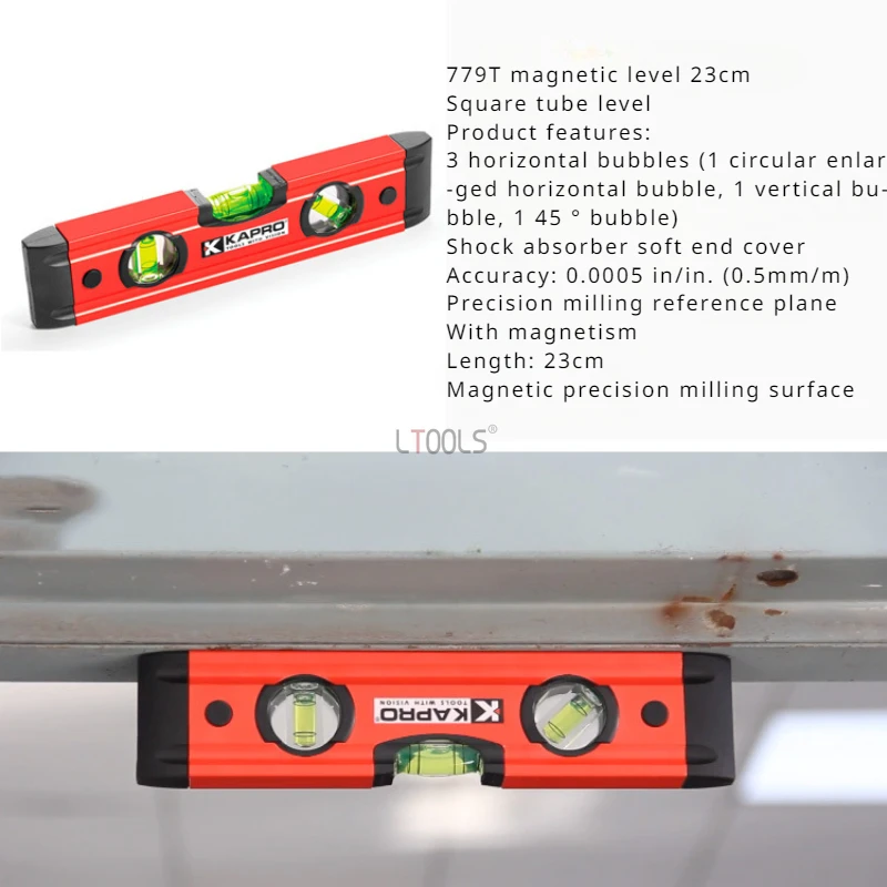 

23cm High Precision Spirit Level Magnetic High Bearing Ruler Lever Bubbles Rustproof Horizontal Ruler Spirit Level Balance Ruler