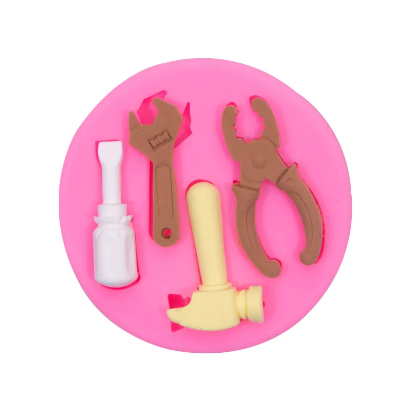 Simulation Hardware Tools Hammer Wrench Vice Silicone Mold Fondant Chocolate Cake Decoration Mould 15-1175