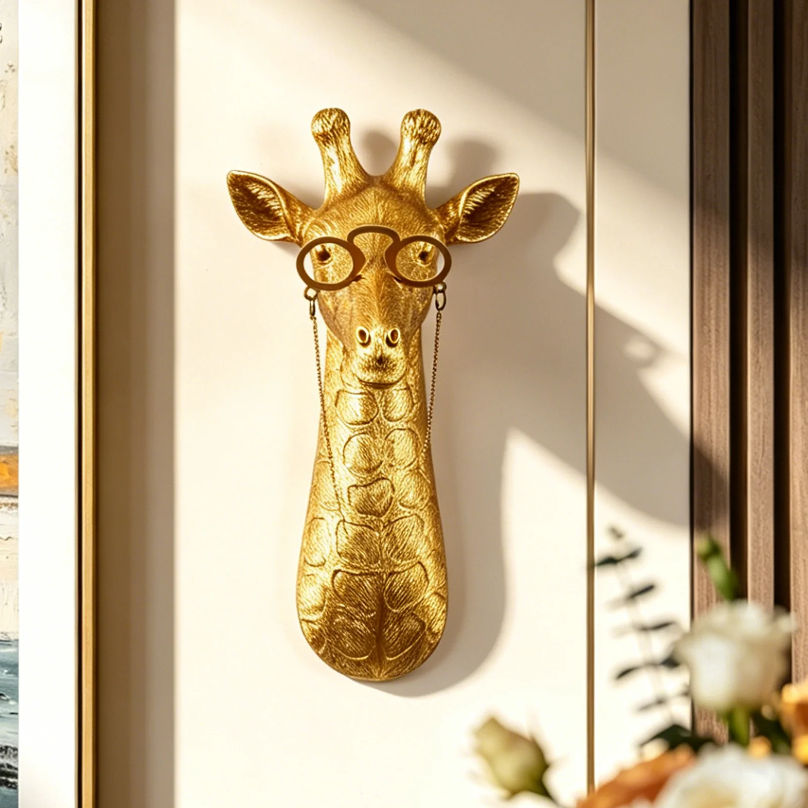 Gold Gold Retro Eyeglasses Giraffe Head Wall Hanging Resin Animal Sculpture, Modern Luxury Home Entryway Wall Decor Art Craft Gift - Aliexpress Deal