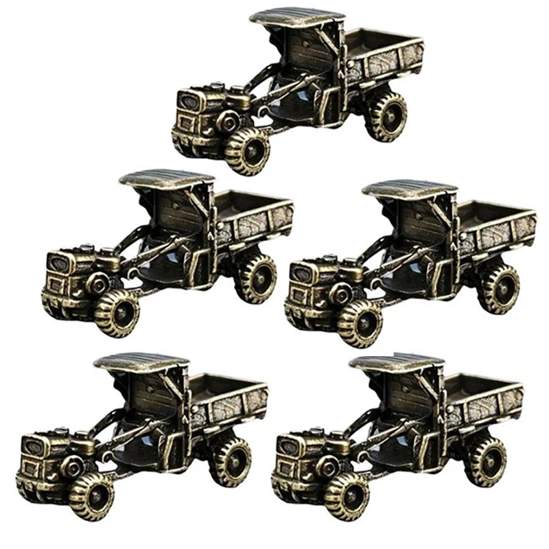 1/2/3/4/5Pcs Vintage Alloy Dump Truck Model Handcrafted Retro Design Sturdy Metal Construction Desktop Ornament Collection Gift