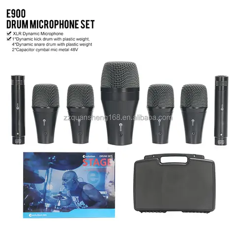 2025 E900 7 Drum Mic E906 E904 E902 Wired Dynamic Drum Microphone Kick Bass Instrument Cymbals Mic for Recording
