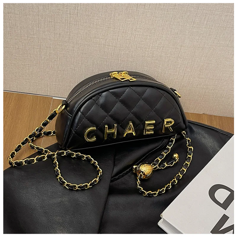 

2025 New Women's Quilted Chain Strap Bag Small Vanity Purse with Golden Ball Charm Elegant Crossbody Shoulder Bag Chic Fashion