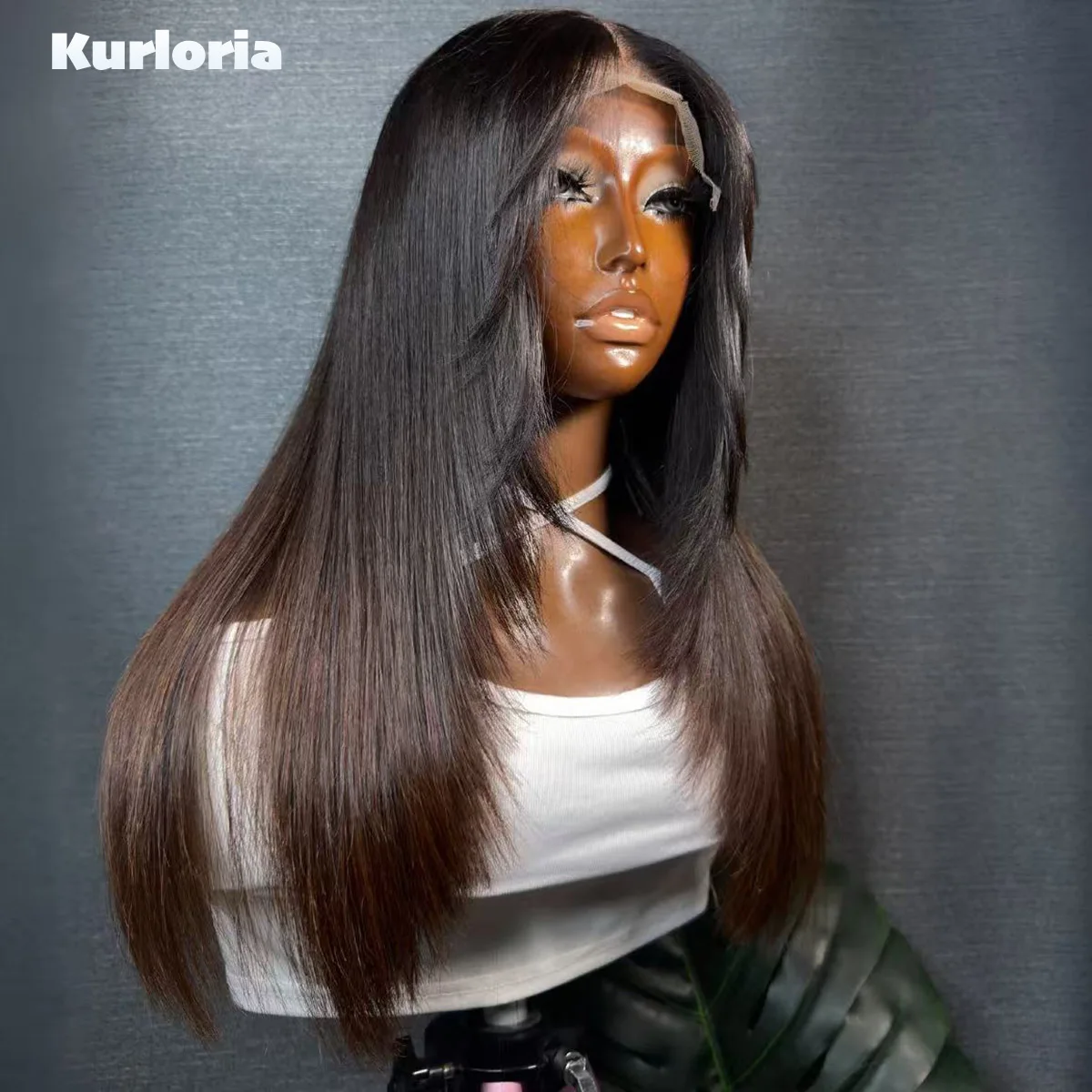 Layered Straight Lace Front Wig Ombre Brown 13x4 13x6 HD Transparent Lace Front Wig Wear and Go Glueless 100% Human Hair Wig