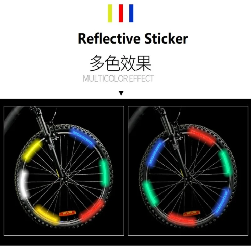 12Pcs/set Car Wheel Stripe Reflective Stickers Night Reflectors Adhesive Safety Decoration Waterproof Tapes For Bicycles Helmet