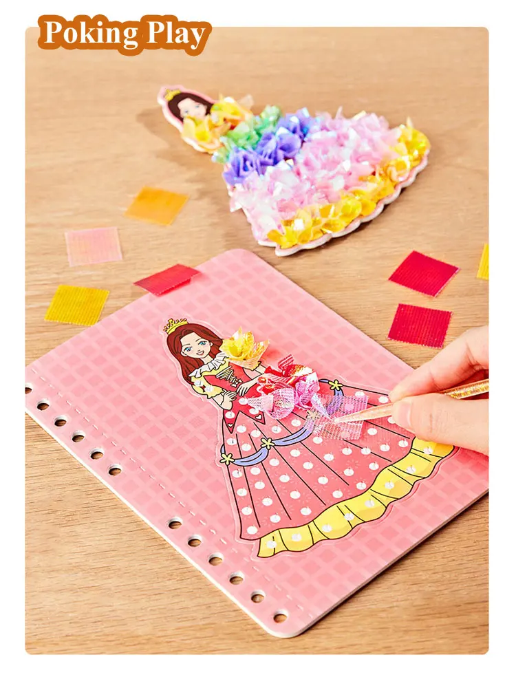 DIY Painting Sticker Craft Toys Kid Art Girls Poking Princess Handmade Educational Magical Children Gifts