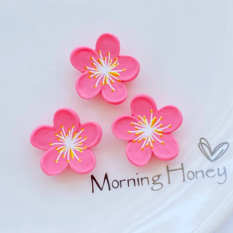 10Pcs New Cute Mini Cartoon Peach Blossom Flat Back Resin Cabochons Scrapbooking DIY Jewelry Craft Decoration Accessories