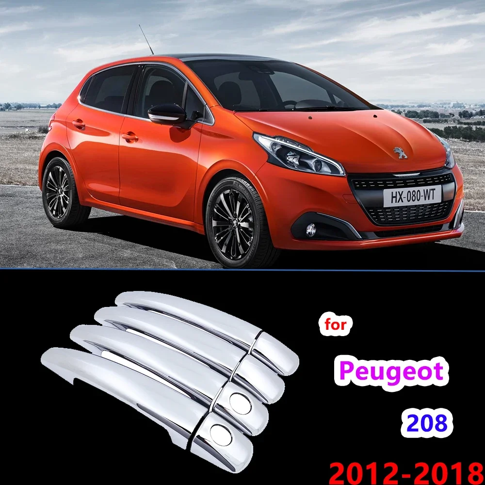 Cubierta de manijas cromadas para Peugeot 208 MK1 2012 ~ 2018, accesorios de coche, pegatinas de estilo 2013, 2014, 2015, 2016, 2017, GTI Active
