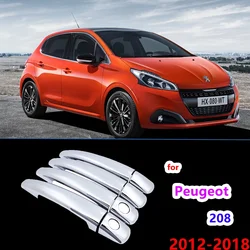 Chrome Handles Cover Trim for Peugeot 208 MK1 2012~2018 Car Accessories Stickers Styling 2013 2014 2015 2016 2017 GTI Active