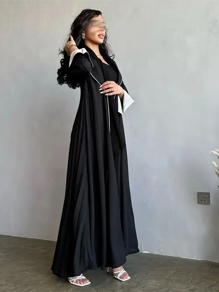 Eid Open Pleated Kimono Abaya Dubai Luxury 2024 Turkey Muslim Modest Dress Kebaya Islam Clothing For Women Robe Femme Musulmane