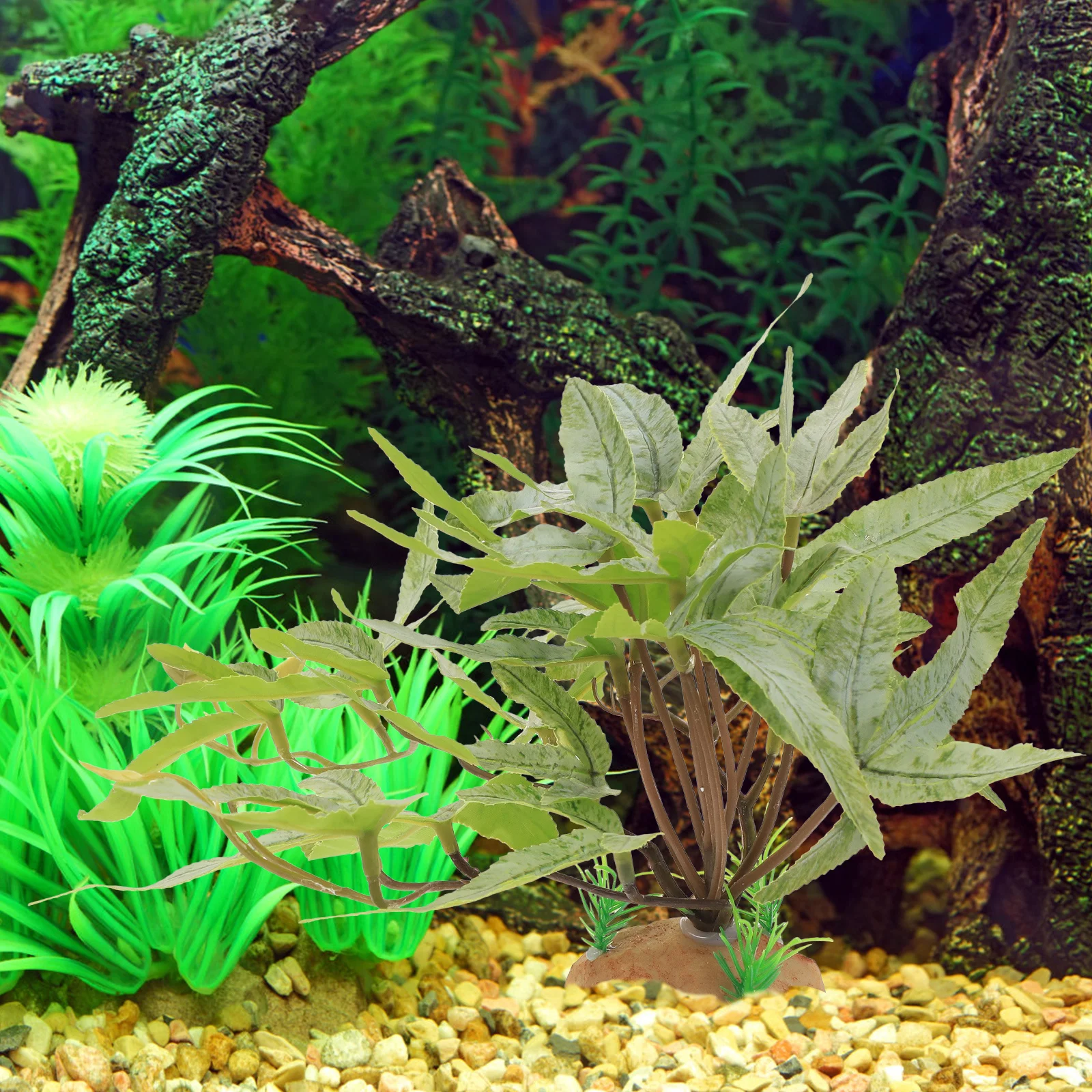 

Reptile Terrarium Plant Artificial Ornament Base for Fish Tank Reptile Habitat Decoration Simulation Plant Leaf Aquarium Cave