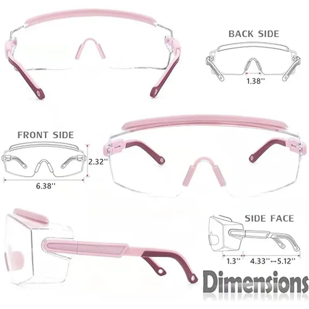 Safety Goggles Over Glasses, Anti Fog Safety Glasses with Clear Wraparound Lens, Protective Eyewear