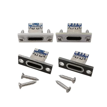 1/2/5 個タイプ C USB 3.1 ジャック 2 ピン 4 ピンメスコネクタ充電ポート DIY USB 3.1 タイプ C ソケットネジ固定プレート付き