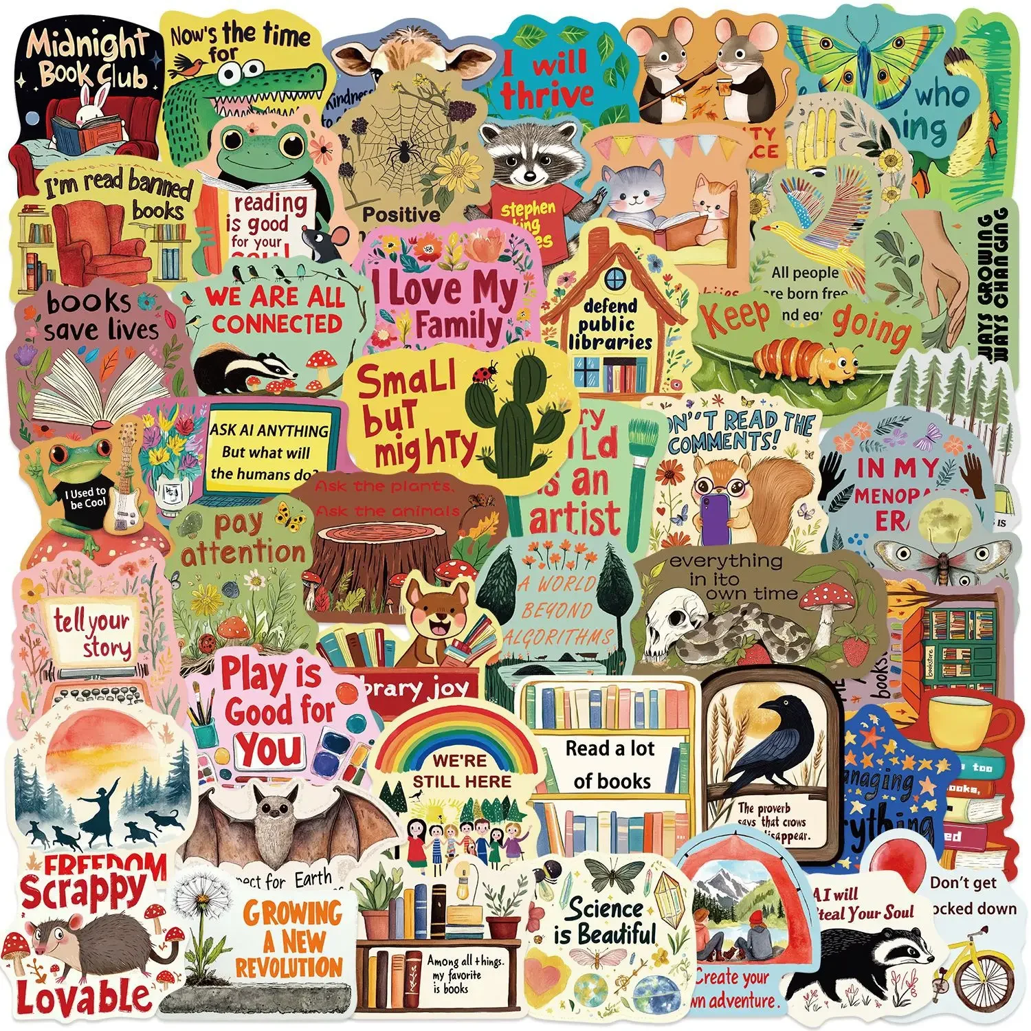 

10/50PCS Inspiring European and American Style Graffiti Sticker English Phrase Cartoon Decal DIY Luggage Phone Guitar Skateboard