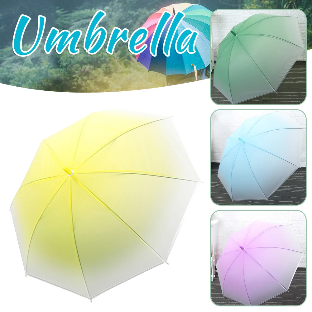 Transparent Color Gradient Umbrellas Strong Waterproof Sunshade Long Handle Large Umbrella for Women Sun Rain UV Umbrella