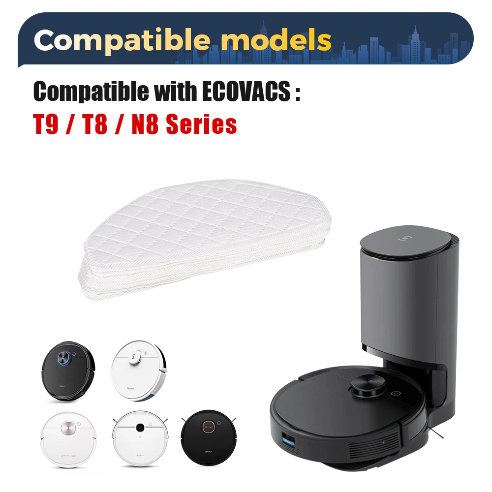 5/100 قطعة قماش ممسحة للاستعمال مرة واحدة لـ Ecovacs Deebot Ozmo T8 T8 + T8 AIVI T8 Max T9 T9 + T9 AIVI N8 N8 + N8 Pro N8 Pro + Robot Vacuum